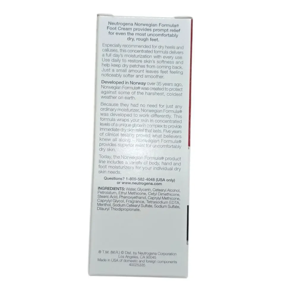 1 Neutrogena Foot Cream Norwegian Formula For Dry Rough Cracked Feet 2 Oz RARE